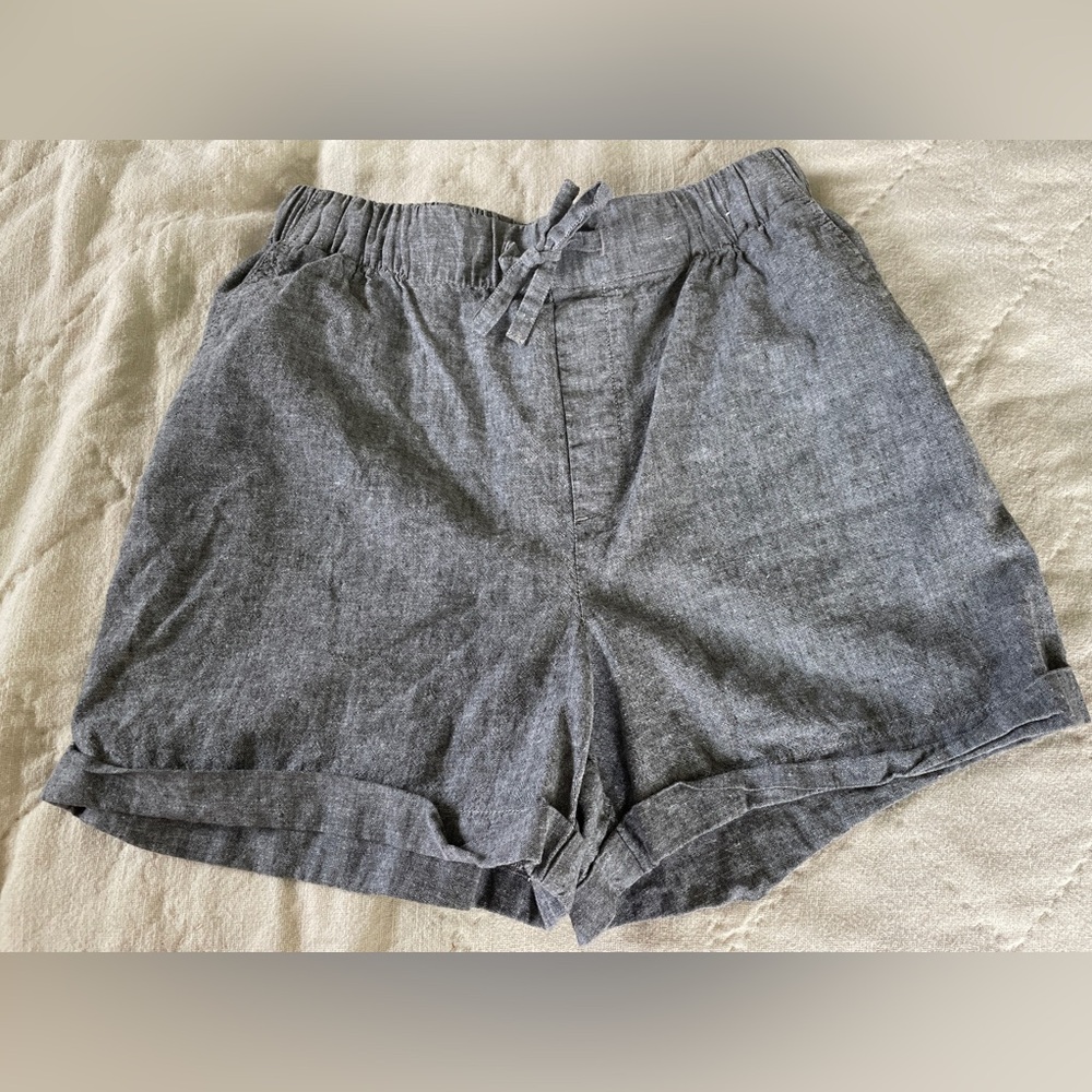 Uniqlo Womens Shorts S Linen Blend Elastic Waist Pockets Heather Grey